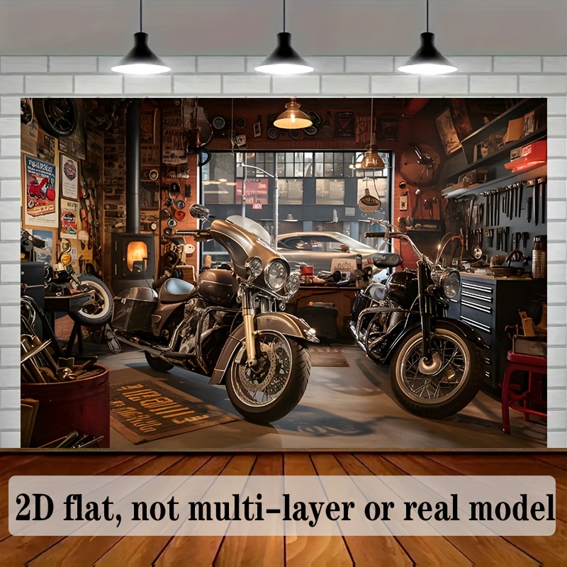 Tools For Motorcycle Workshop - Motorcycle Garage Tapestry Classic Bikes Workshop