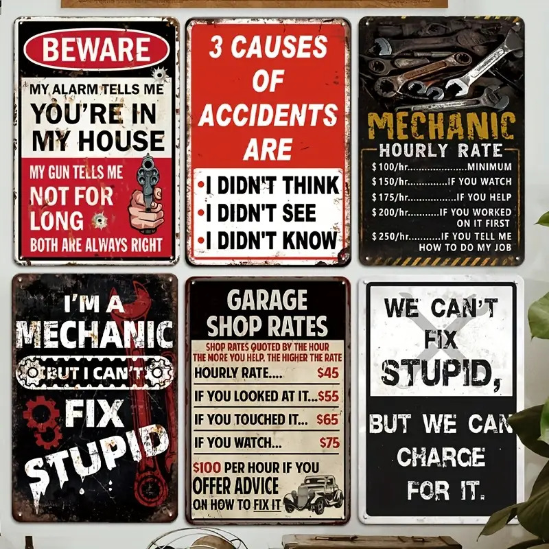 Decorative Sign & Plaque 6pcs  - Workshop Tools Logo review and price